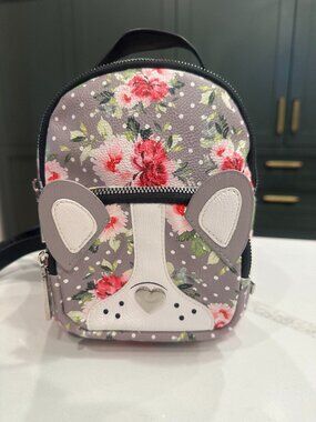 Betsey Johnson Bulldog Rose and Polka Dot Mini Backpack